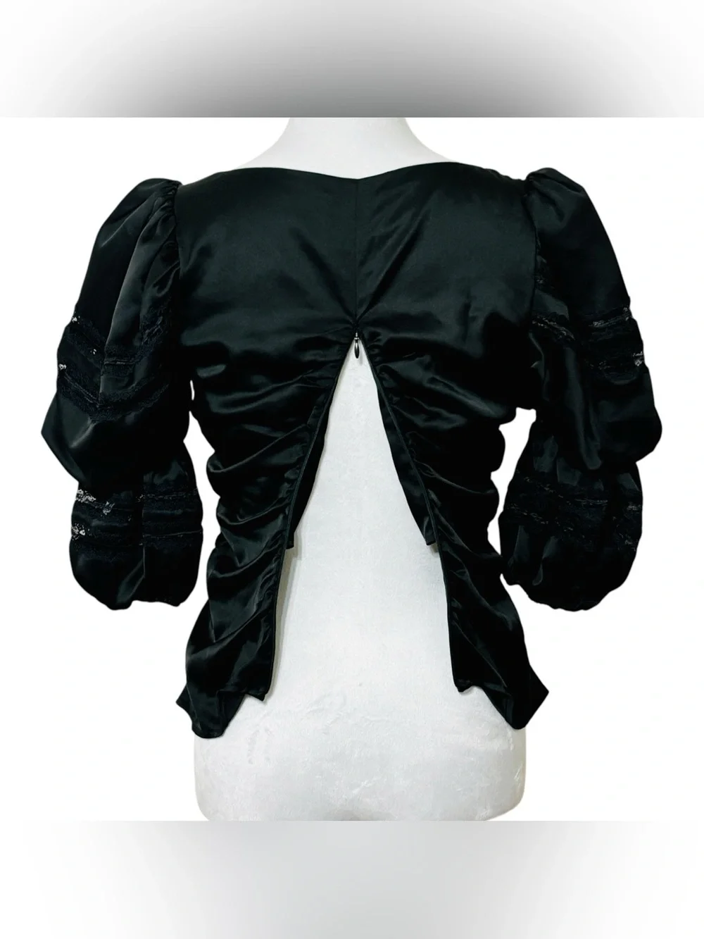 The Collection by Reformation Winchester Top Black Puff Sleeve Blouse Medium 6